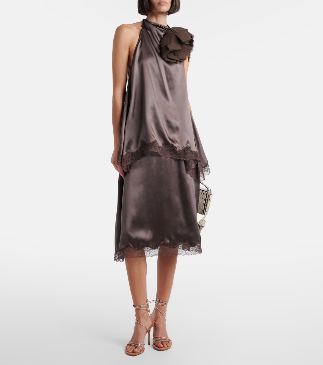 Sandali Lori 95 in suede con cristalli | Amina Muaddi