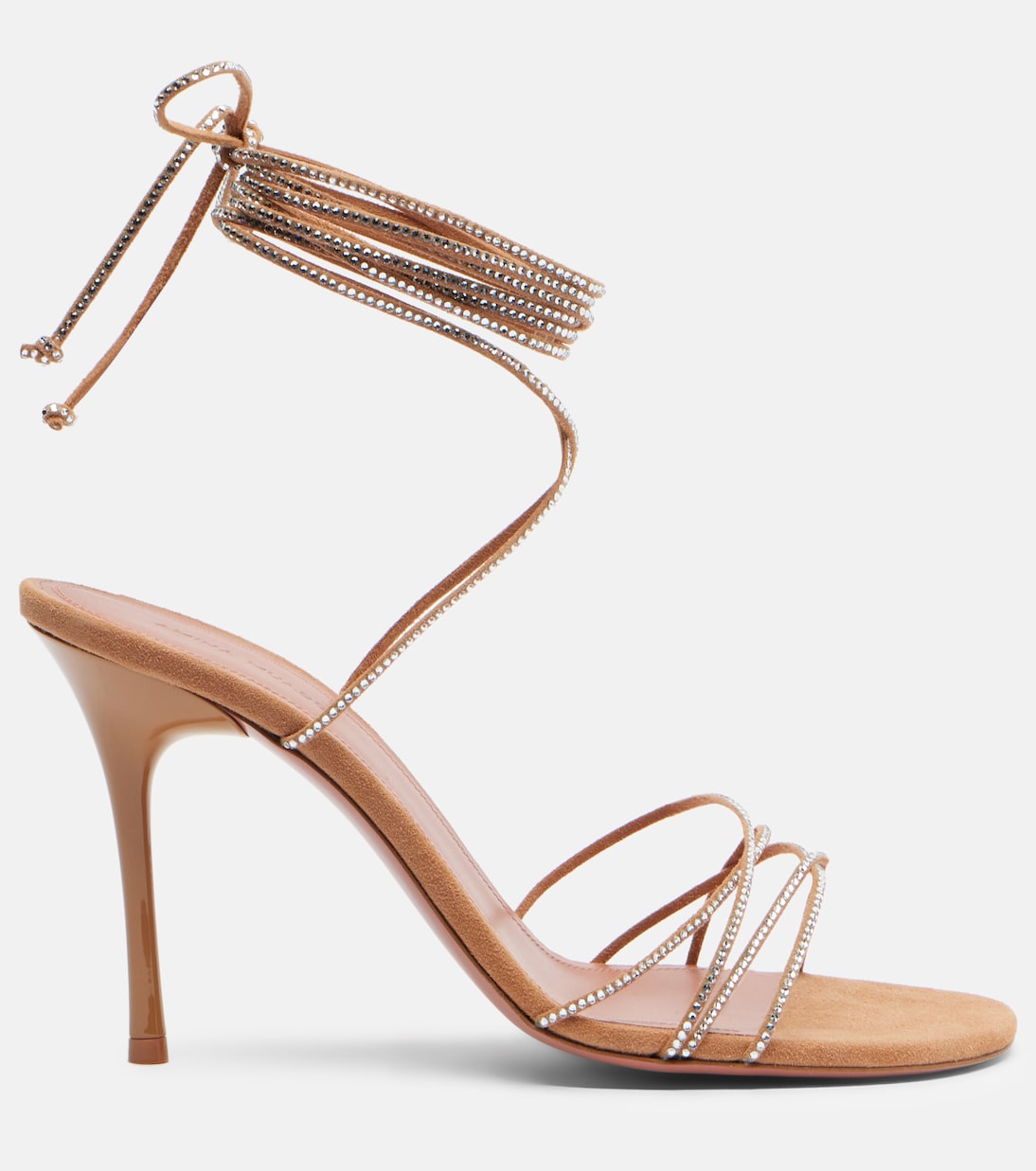 Sandali Lori 95 in suede con cristalli | Amina Muaddi