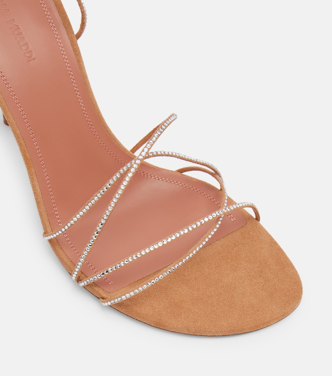 Sandali Lori 95 in suede con cristalli | Amina Muaddi