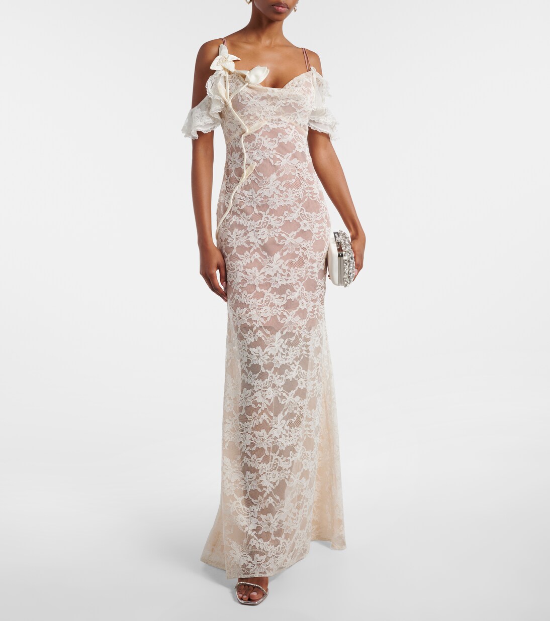 Floral-appliqué lace gown | Self-Portrait