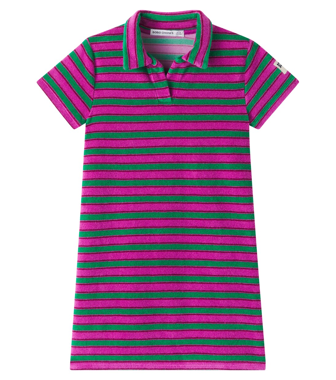 Striped cotton-blend terry polo dress | Bobo Choses