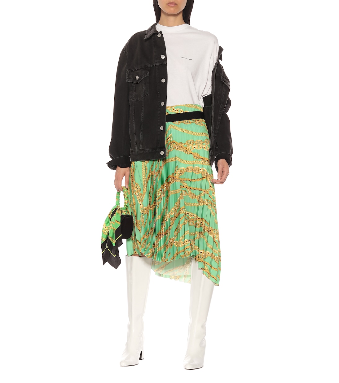 Printed asymmetric pleated skirt | Balenciaga
