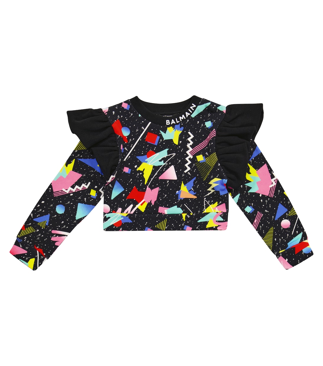 Printed cropped cotton sweatshirt | Balmain Kids
