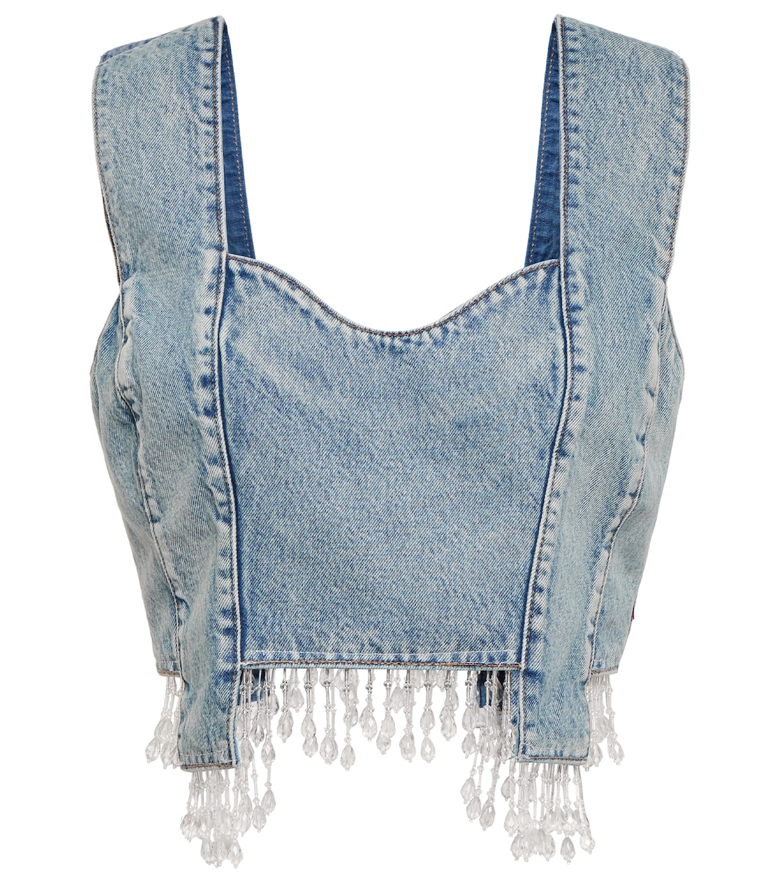 Embellished denim crop top | Ganni