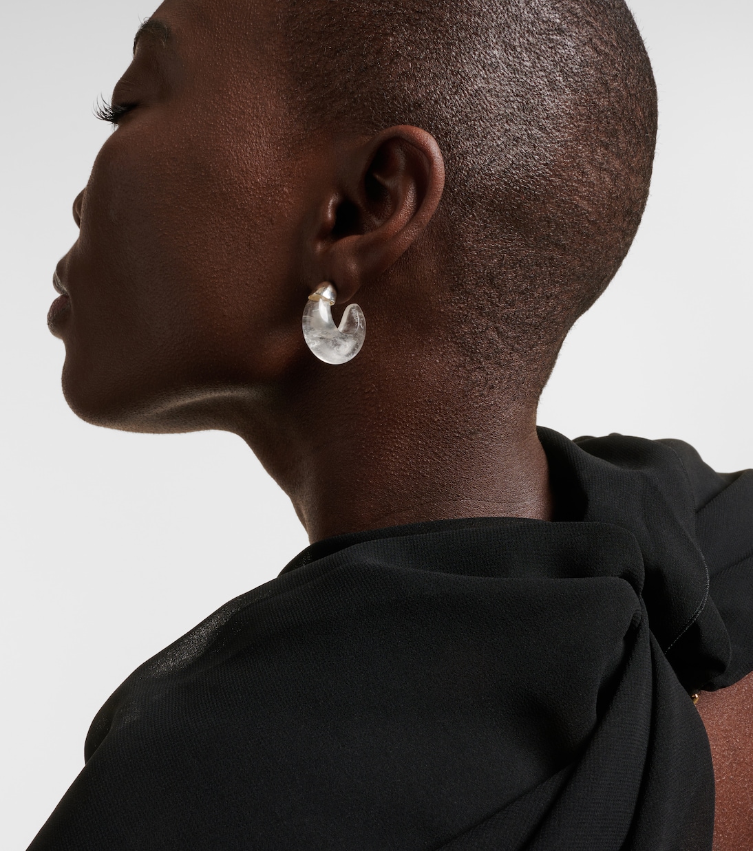 Donut sterling silver and quartz hoop earrings | Sophie Buhai