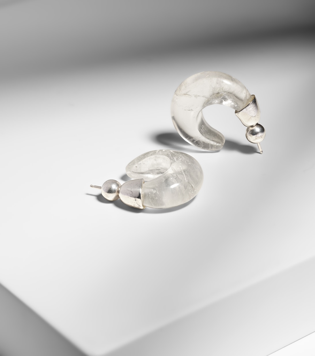 Donut sterling silver and quartz hoop earrings | Sophie Buhai