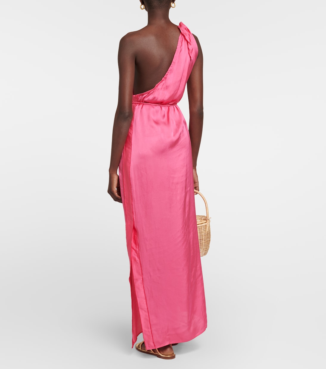 Isabelle one-shoulder satin kaftan | Poupette St Barth
