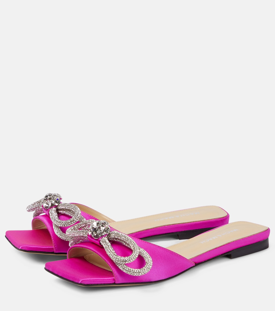 Double Bow embellished satin mules | Mach & Mach