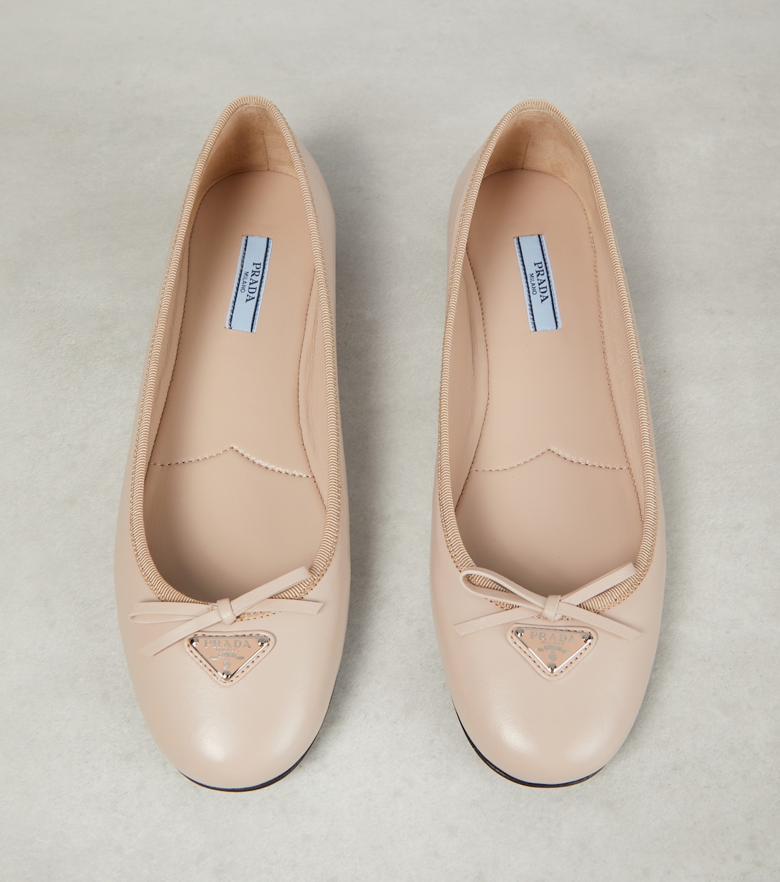 Leather ballet flats in pink Prada Mytheresa