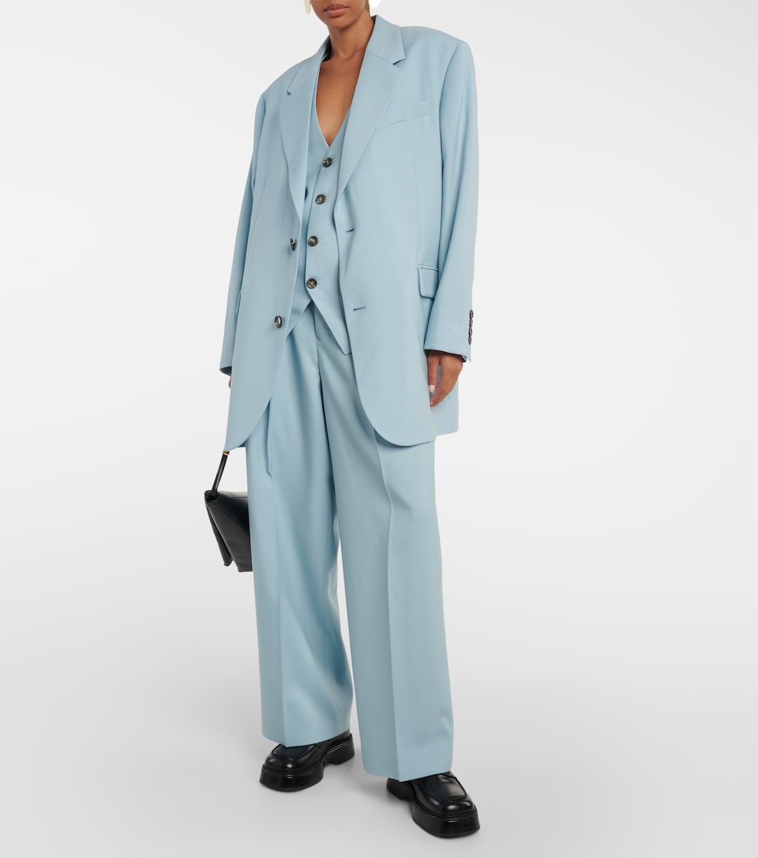High-rise wide-leg wool pants | Ami Paris
