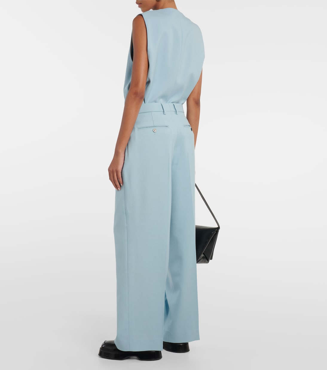 High-rise wide-leg wool pants | Ami Paris