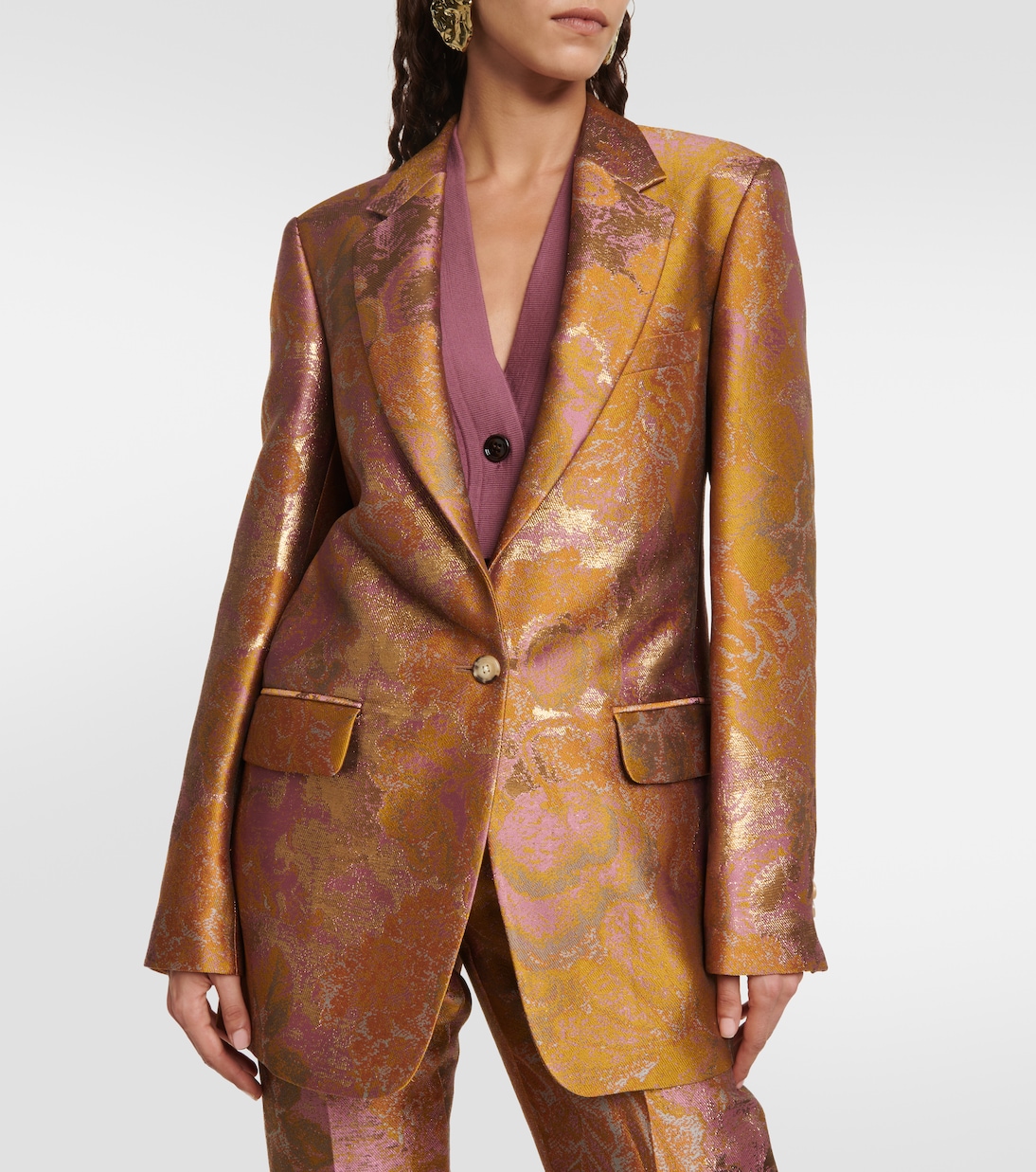 Printed metallic blazer  | Dries Van Noten