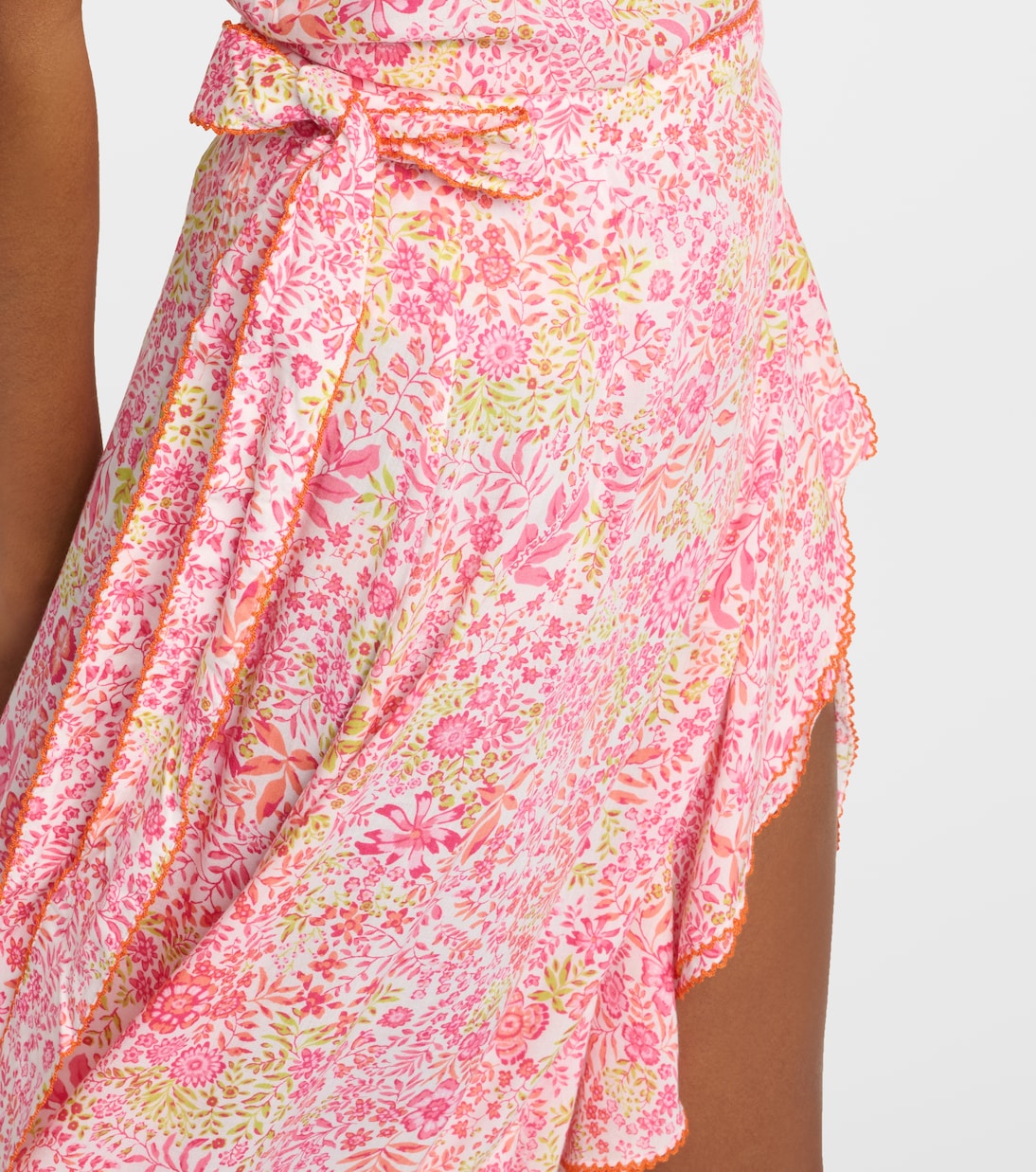 Falda midi Aude floral con volantes | Poupette St Barth