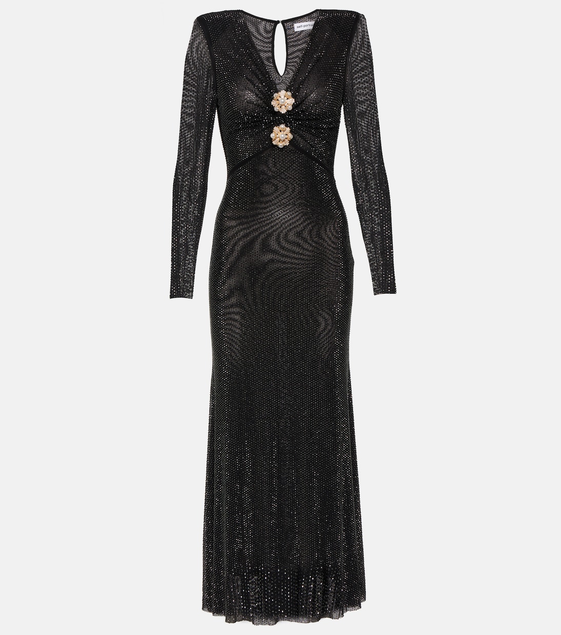 Crystal-embellished mesh midi dress | Self-Portrait