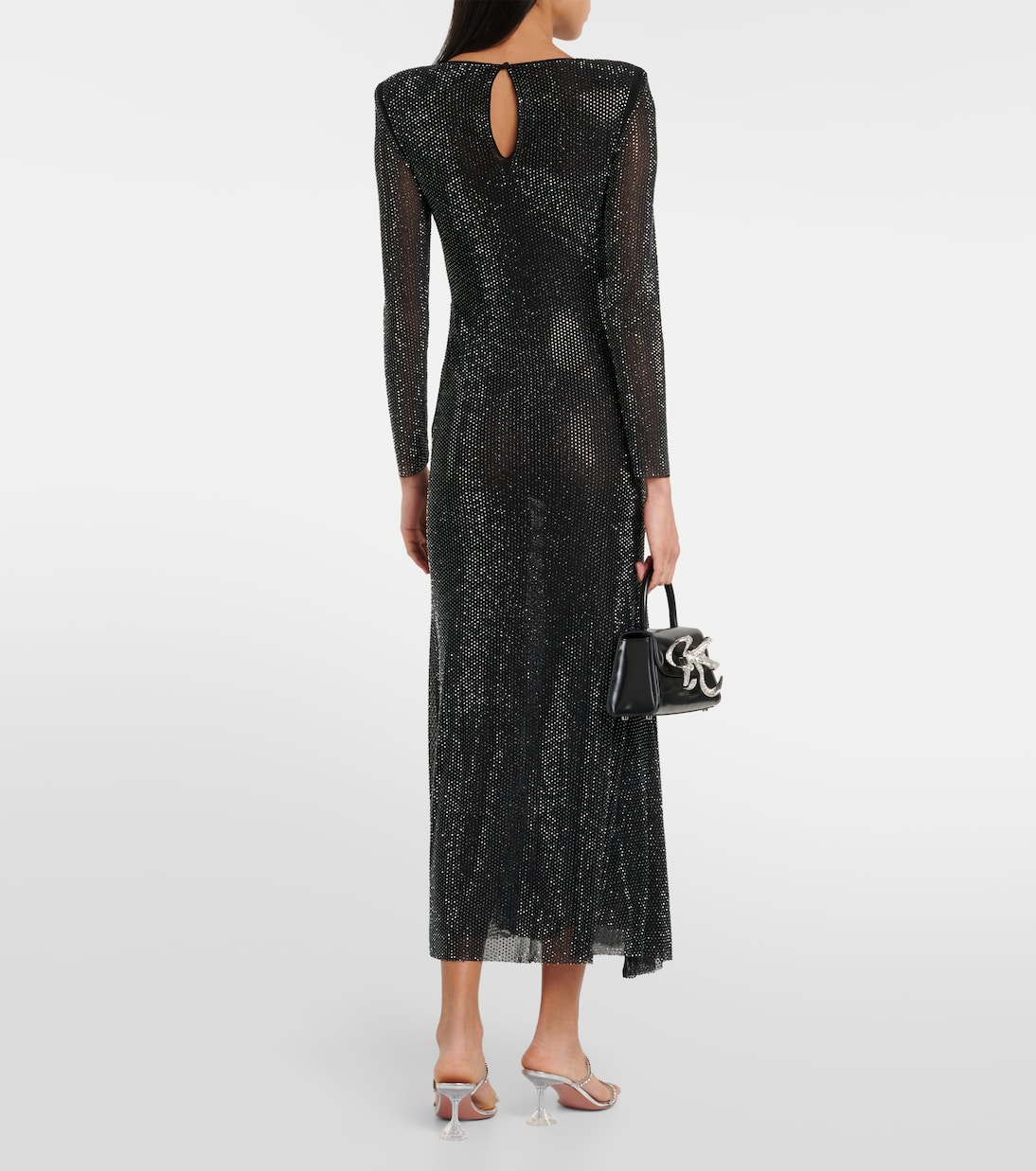 Crystal-embellished mesh midi dress | Self-Portrait