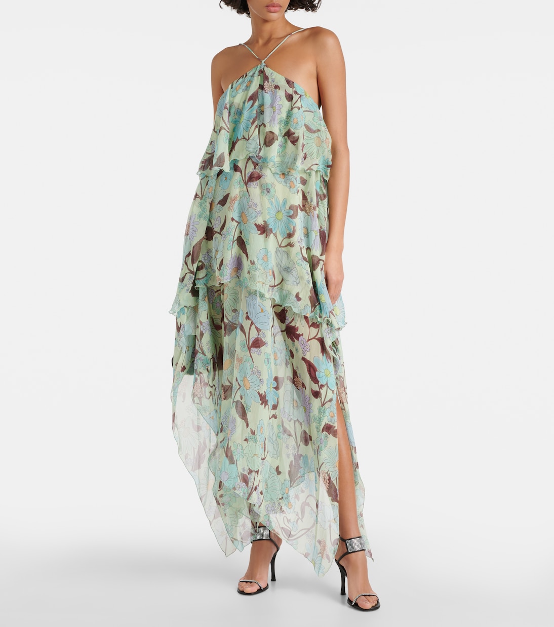 Robe longue imprimée en soie | Stella McCartney