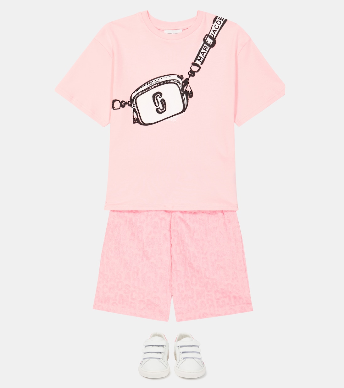 Monogram jacquard cotton-blend terry shorts | Marc Jacobs Kids