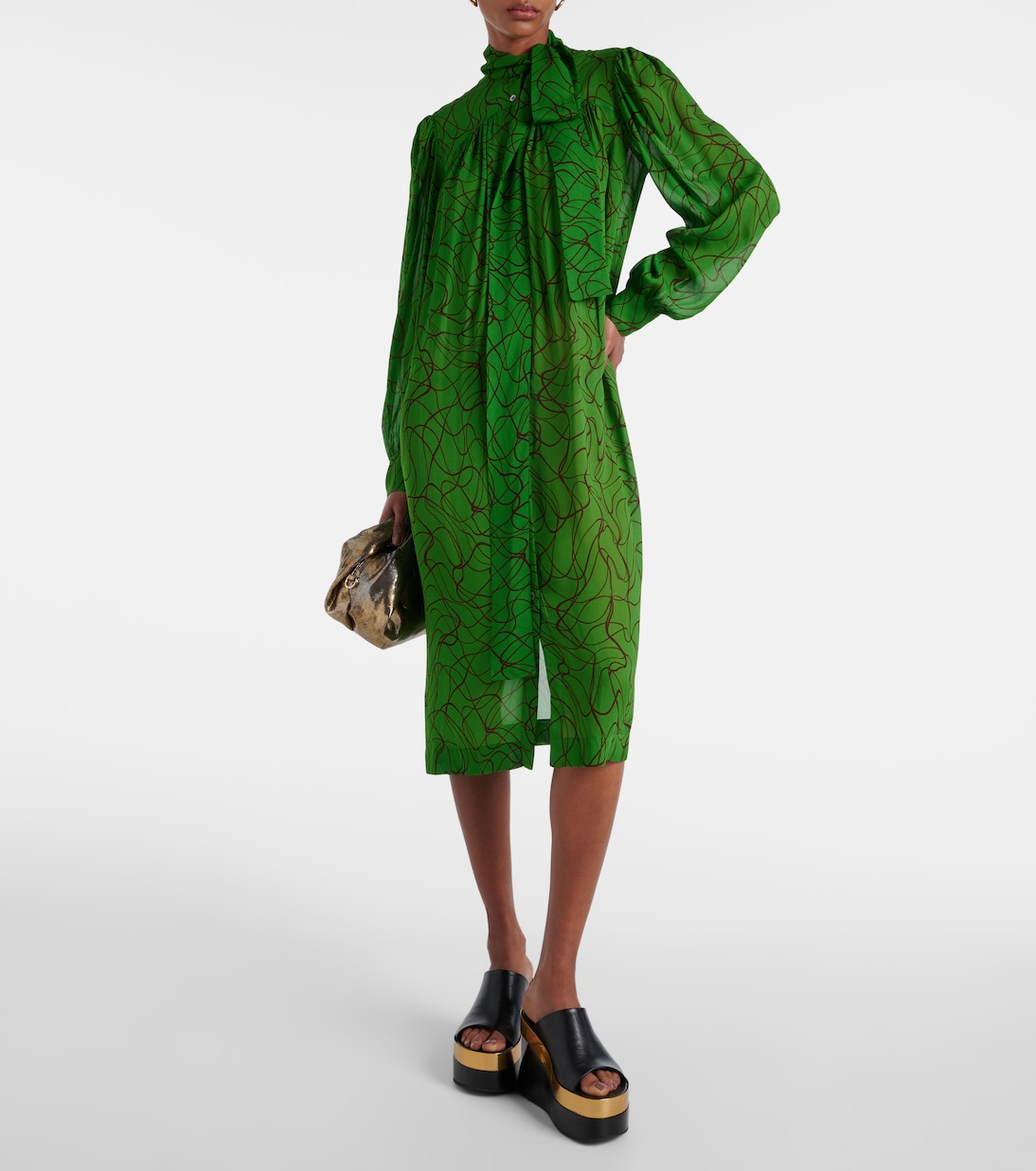 Abito midi in georgette con stampa | Dries Van Noten
