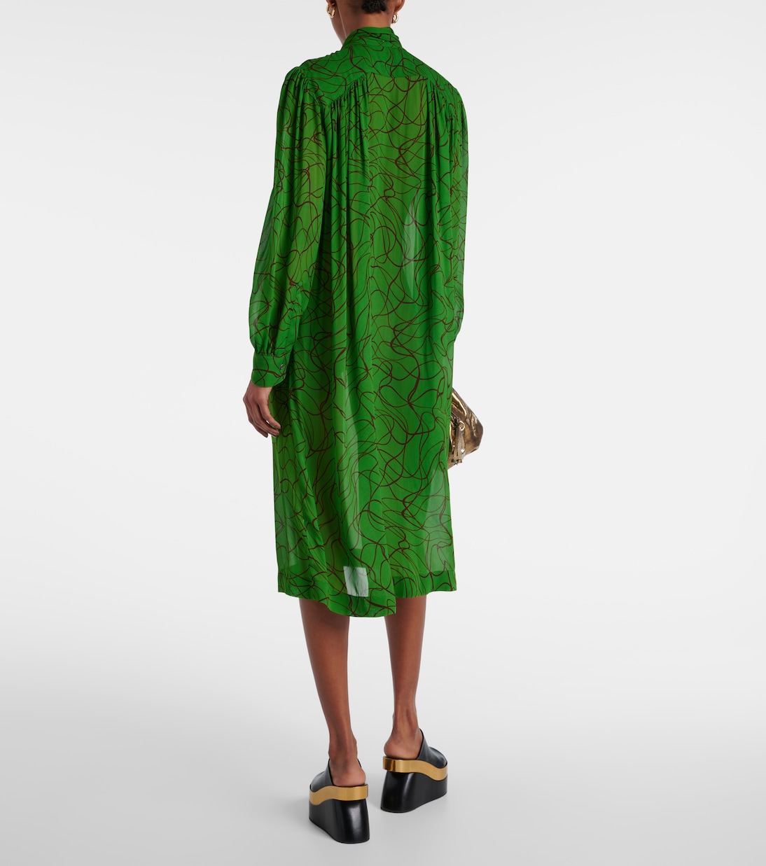 Abito midi in georgette con stampa | Dries Van Noten
