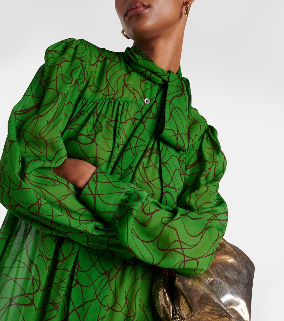 Abito midi in georgette con stampa | Dries Van Noten