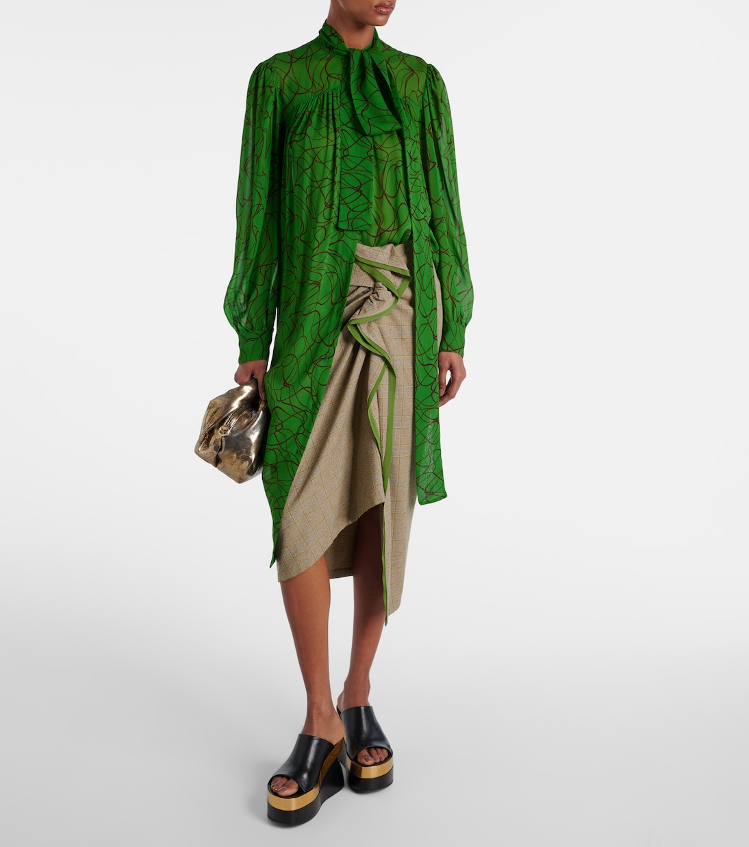 Abito midi in georgette con stampa | Dries Van Noten