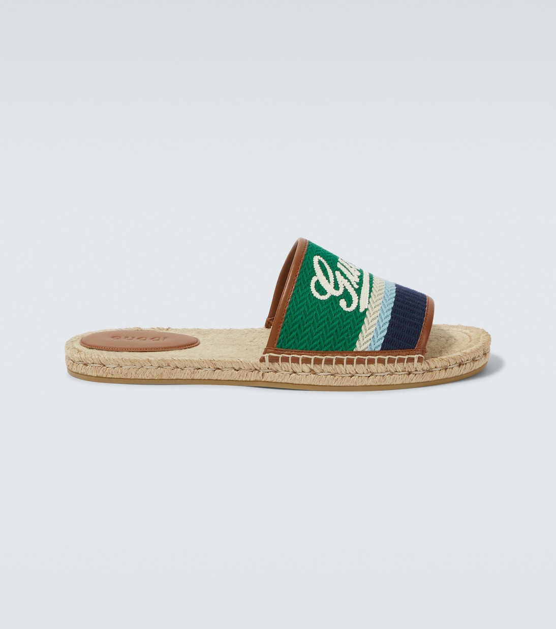 Logo leather-trimmed espadrilles slides | Gucci