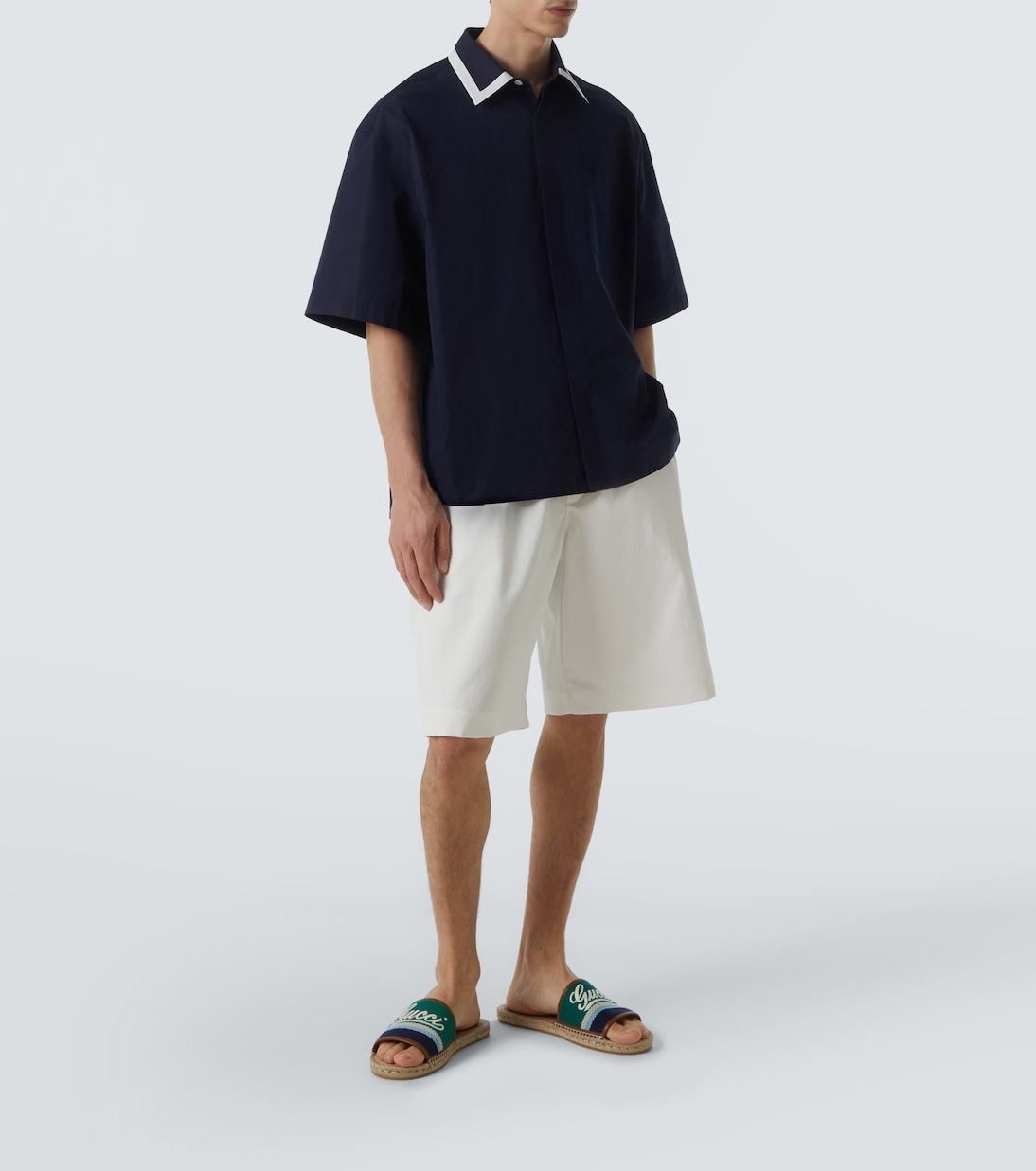 Logo leather-trimmed espadrilles slides | Gucci
