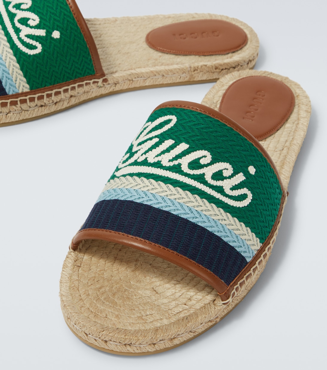 Logo leather-trimmed espadrilles slides | Gucci