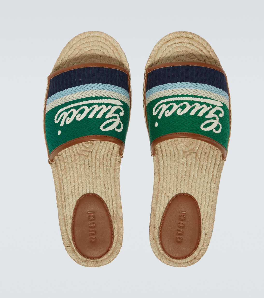 Logo leather-trimmed espadrilles slides | Gucci