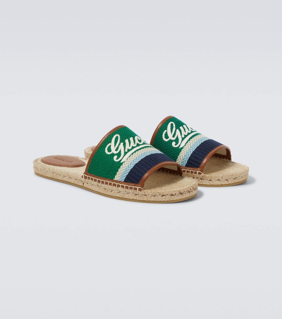 Logo leather-trimmed espadrilles slides | Gucci