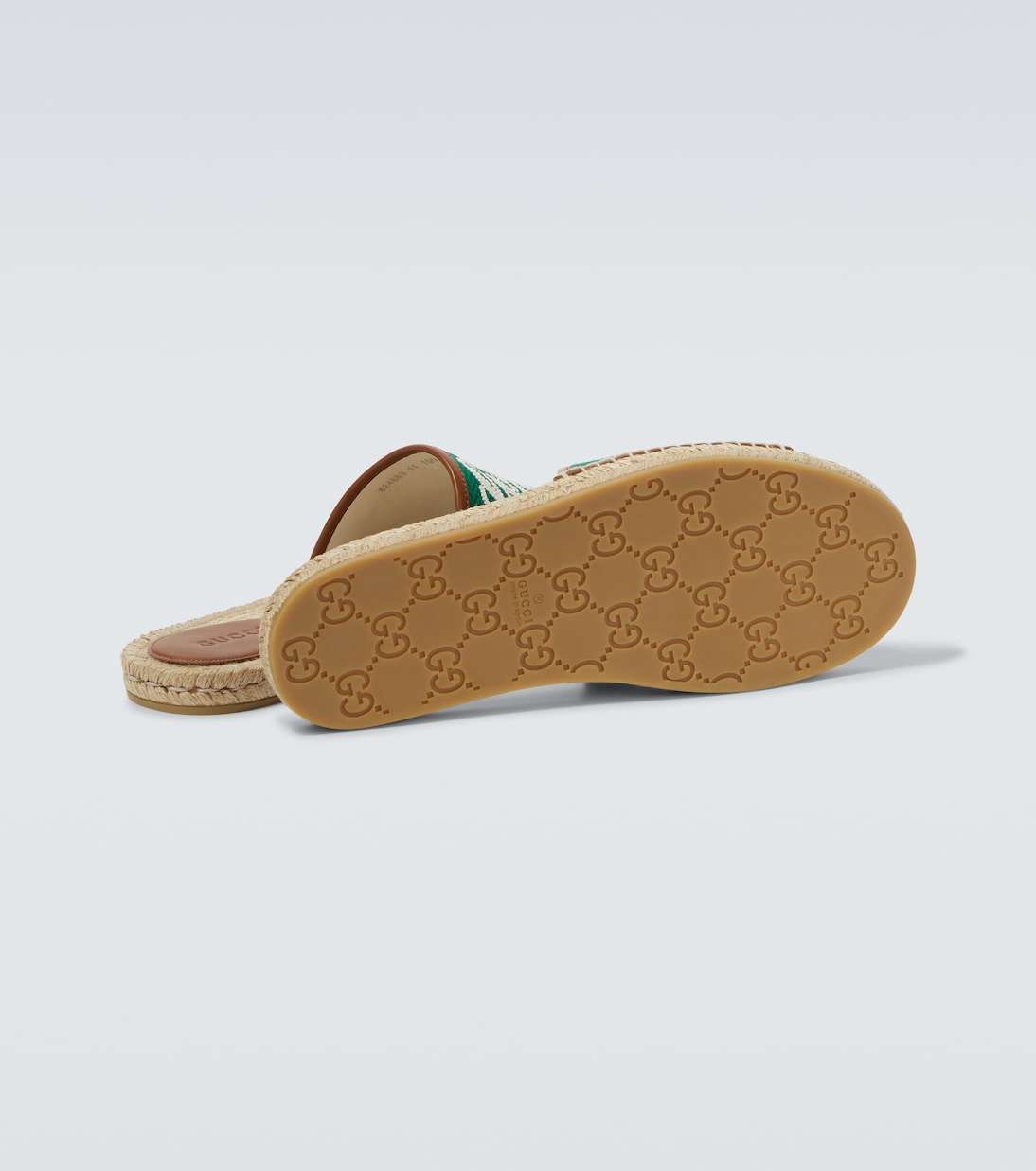 Logo leather-trimmed espadrilles slides | Gucci