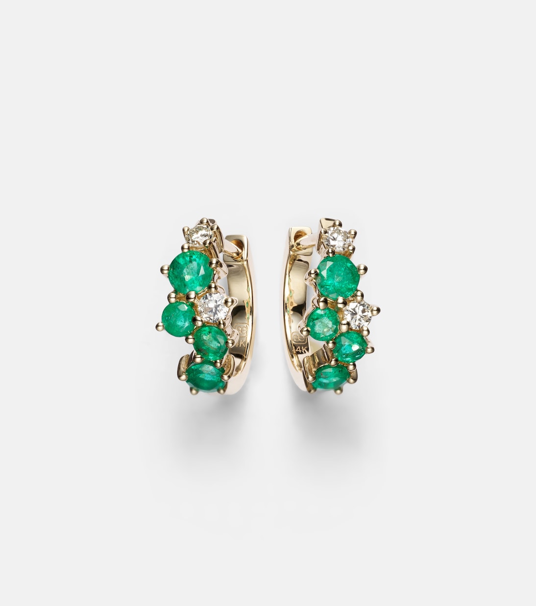 Orecchini Huggies in Oro 14kt Sydney Evan con Smeraldi e Diamanti - Collezione Città di Smeraldo per Giovani Stilisti