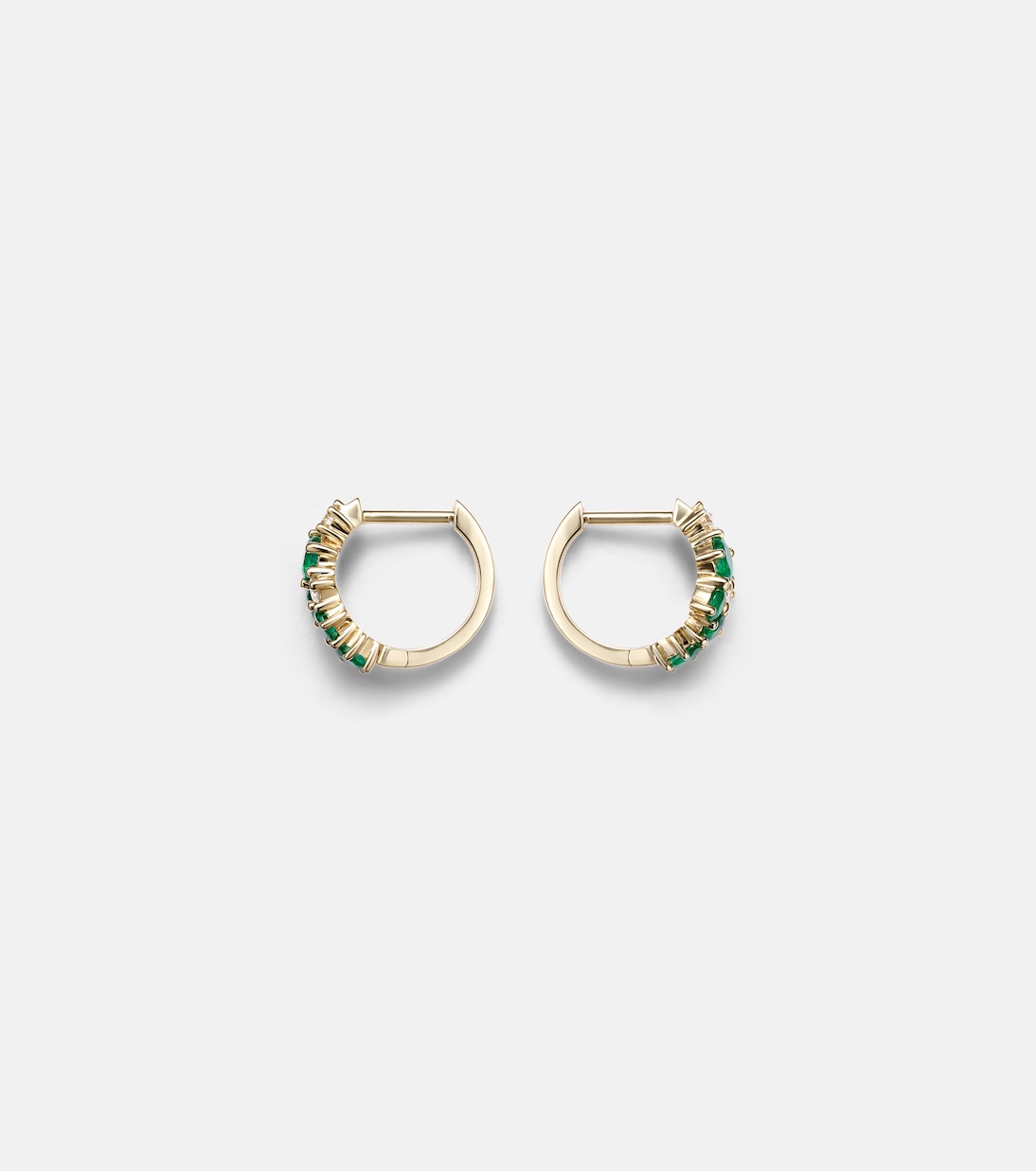 Orecchini Huggies in Oro 14kt Sydney Evan con Smeraldi e Diamanti - Collezione Città di Smeraldo per Giovani Stilisti