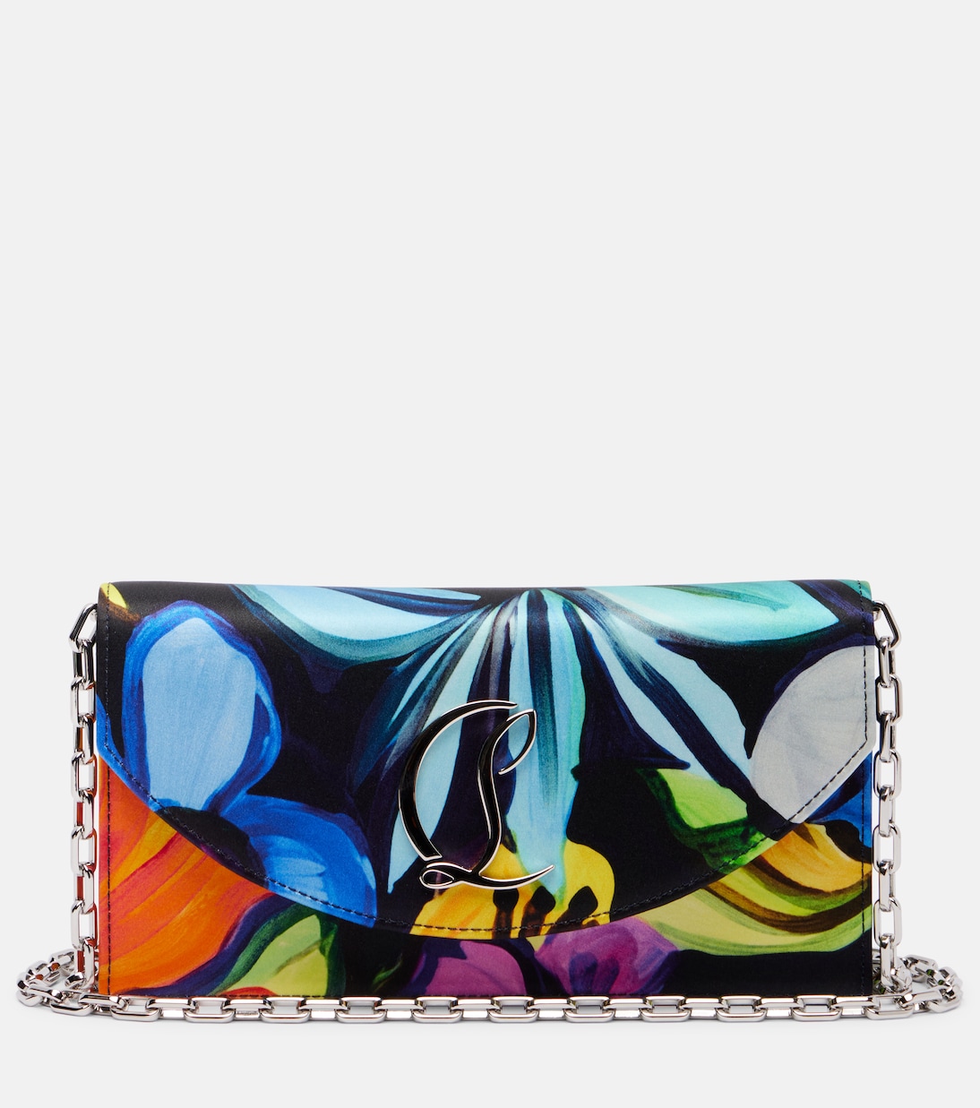 Clutch Loubi54 CL in raso con stampa floreale | Christian Louboutin
