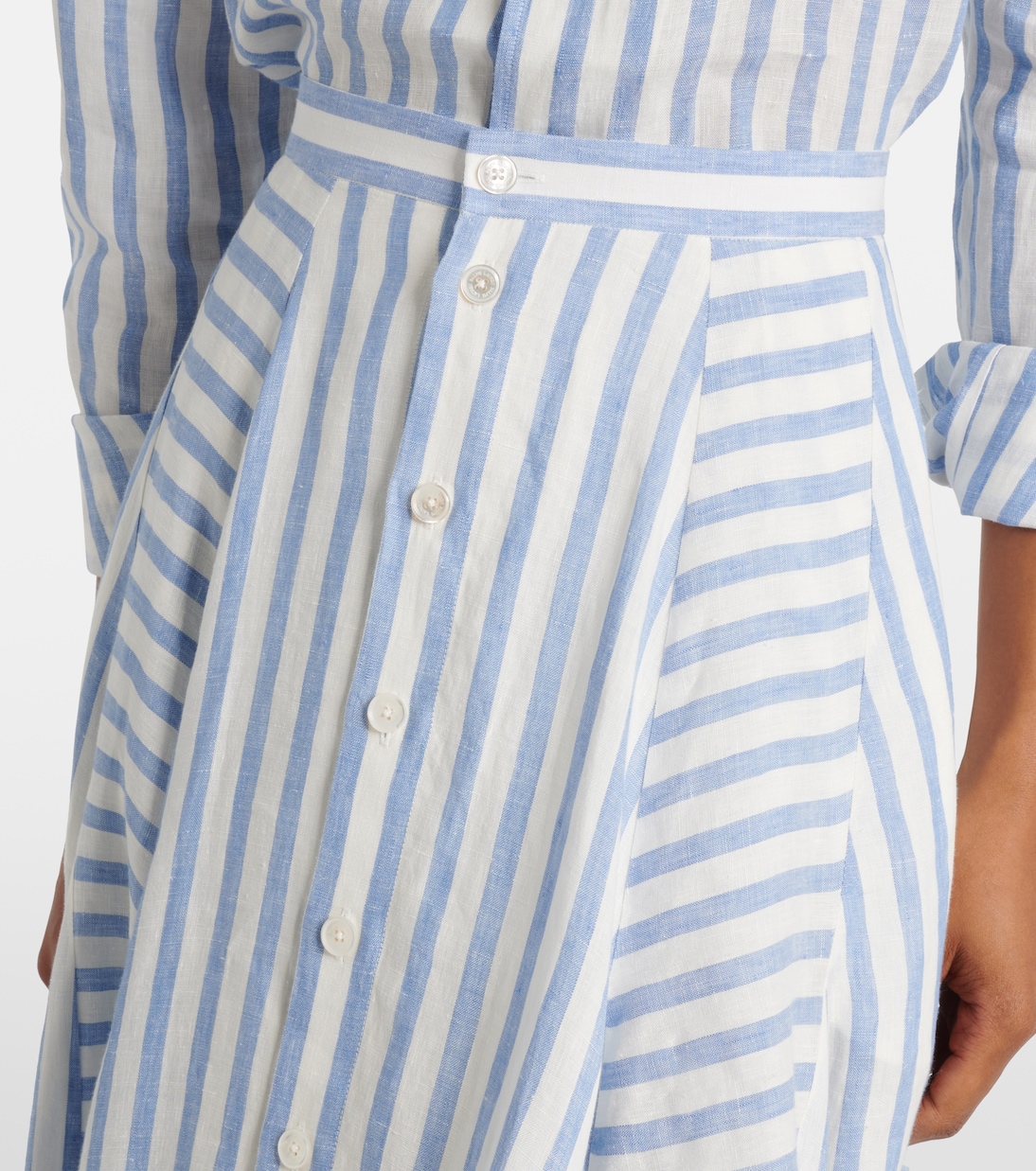 Jupe longue Shamus rayée en lin | Ralph Lauren Collection