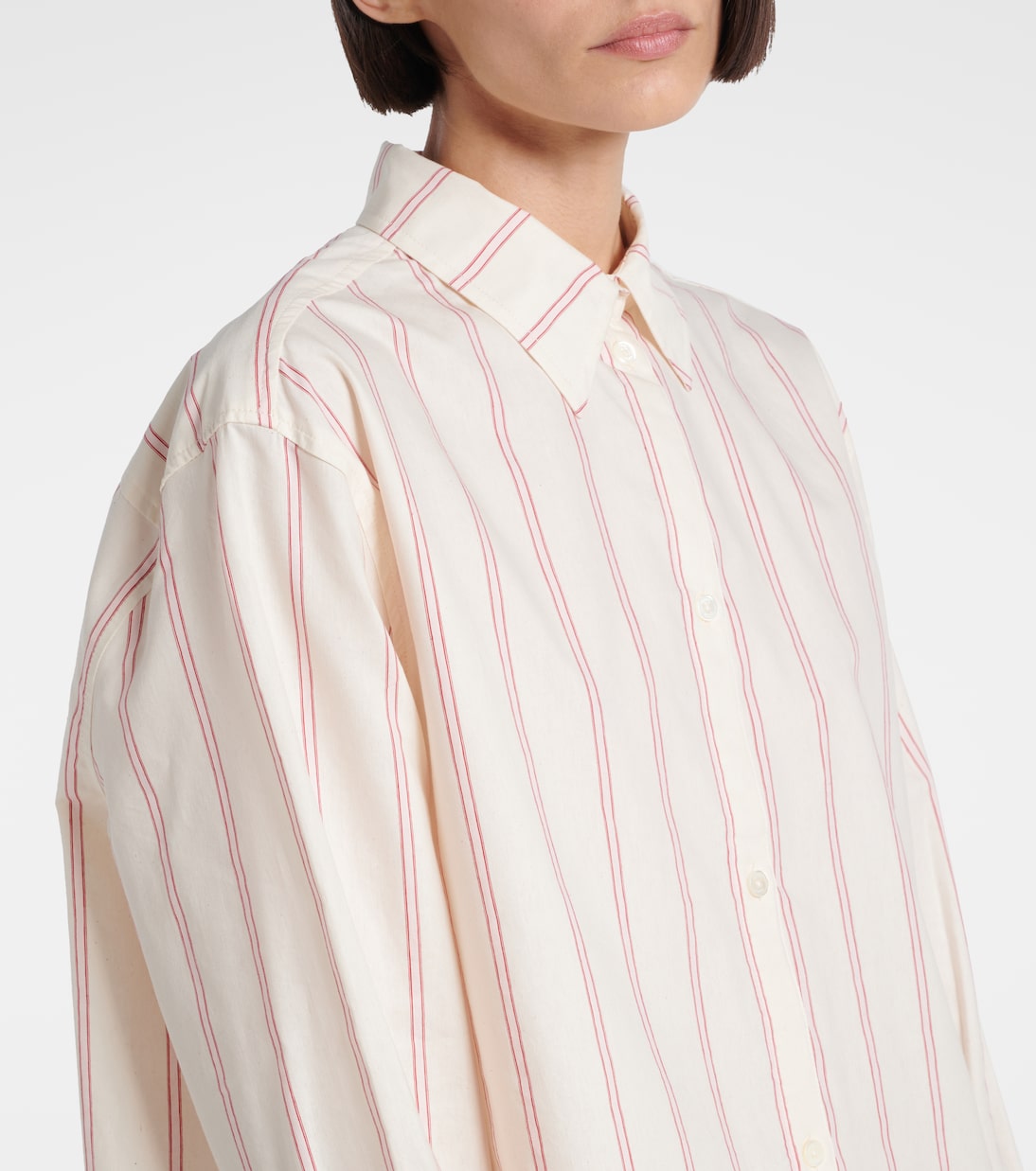 Camicia oversize in cotone e seta a righe | Toteme
