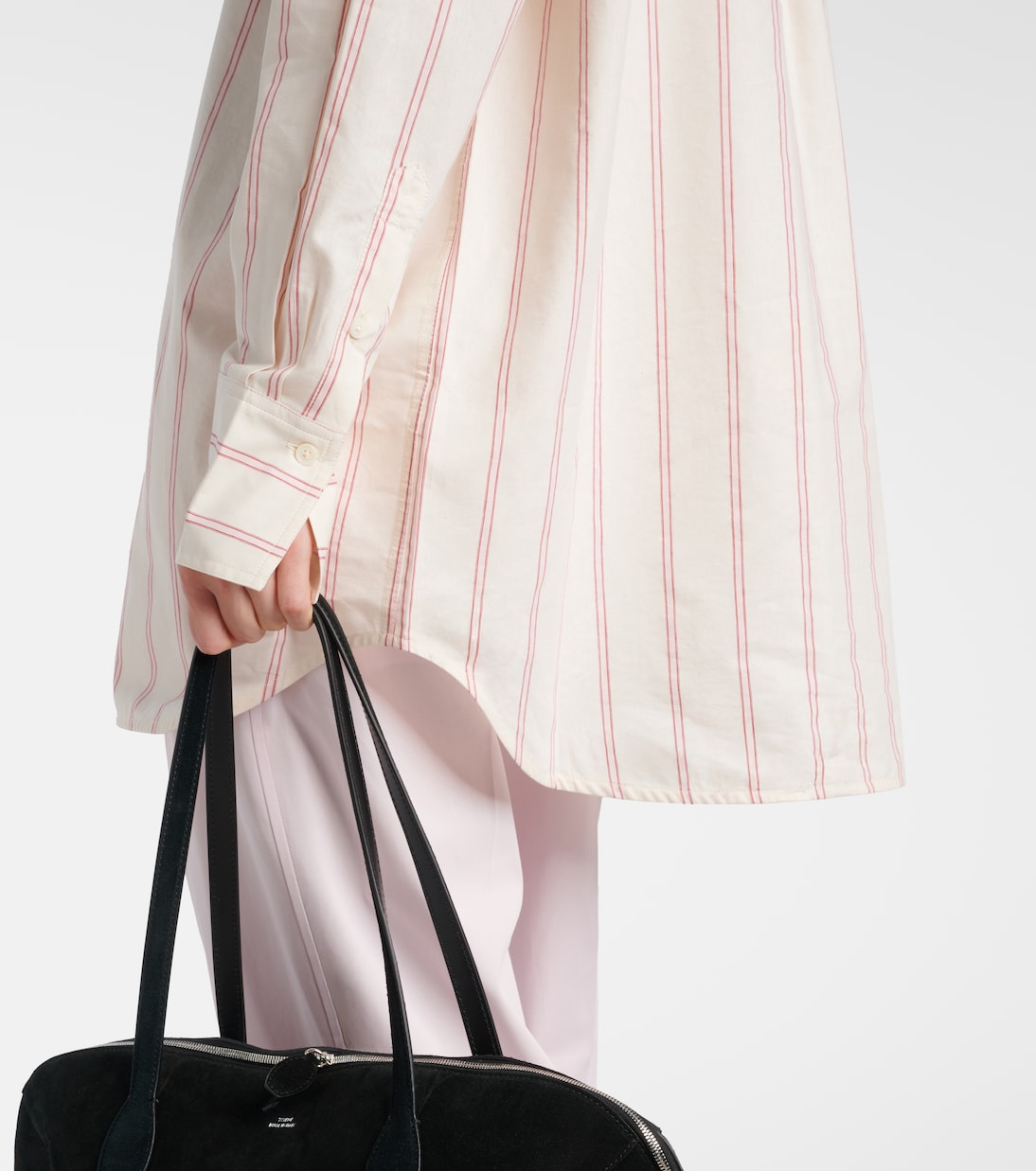 Camicia oversize in cotone e seta a righe | Toteme