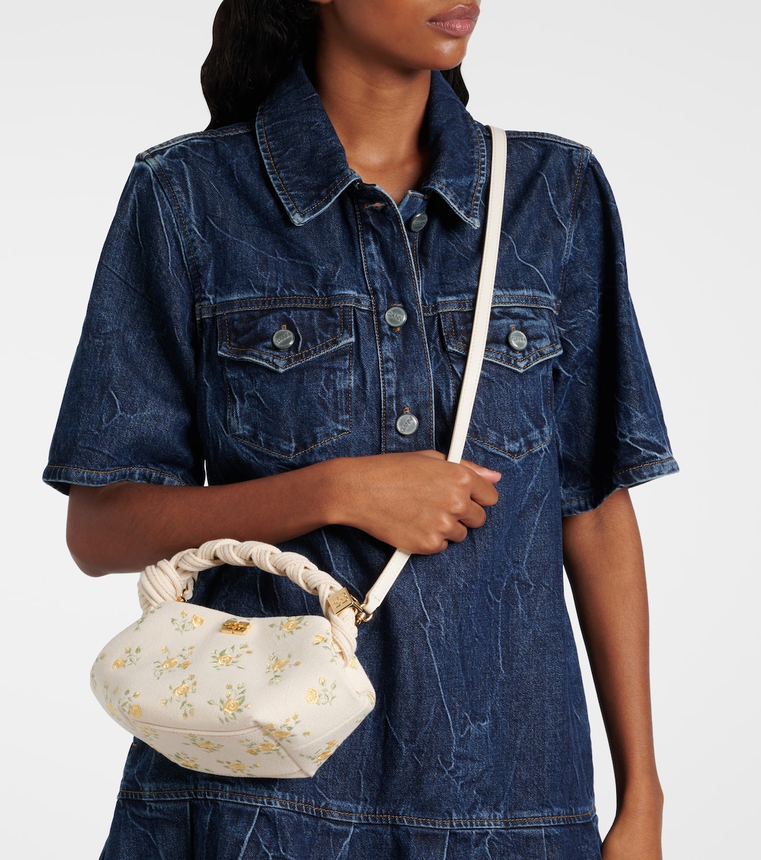 Bou Mini floral canvas tote bag | Ganni