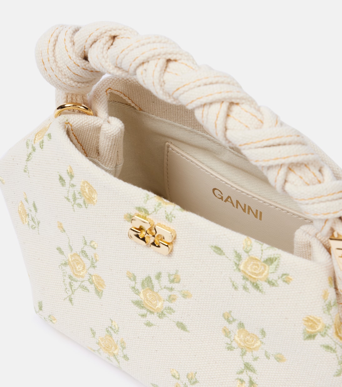 Bou Mini floral canvas tote bag | Ganni