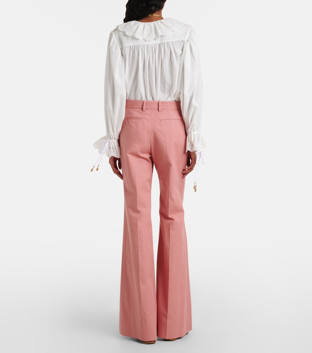 Pantaloni flared in cotone a vita alta | Chloé