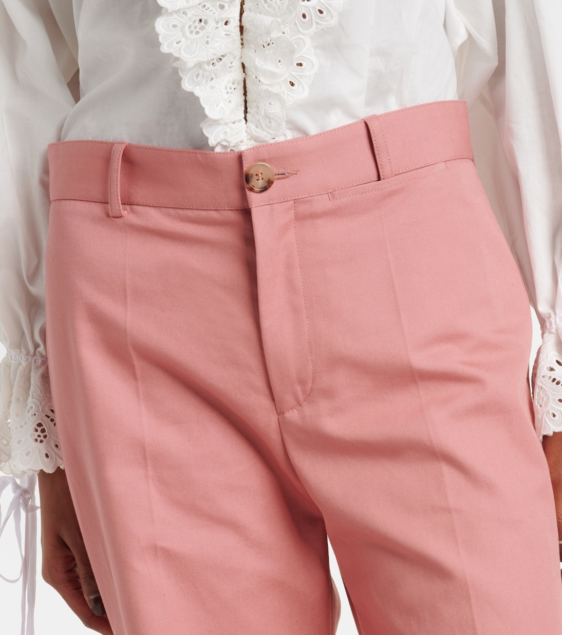 Pantaloni flared in cotone a vita alta | Chloé