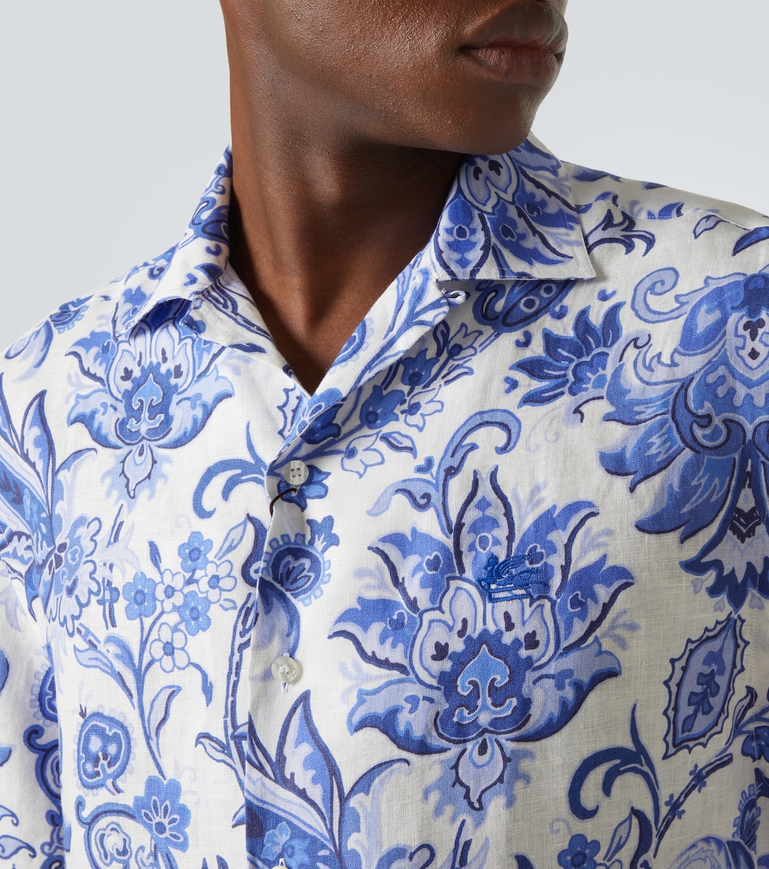 Camicia bowling in lino con stampa  | Etro