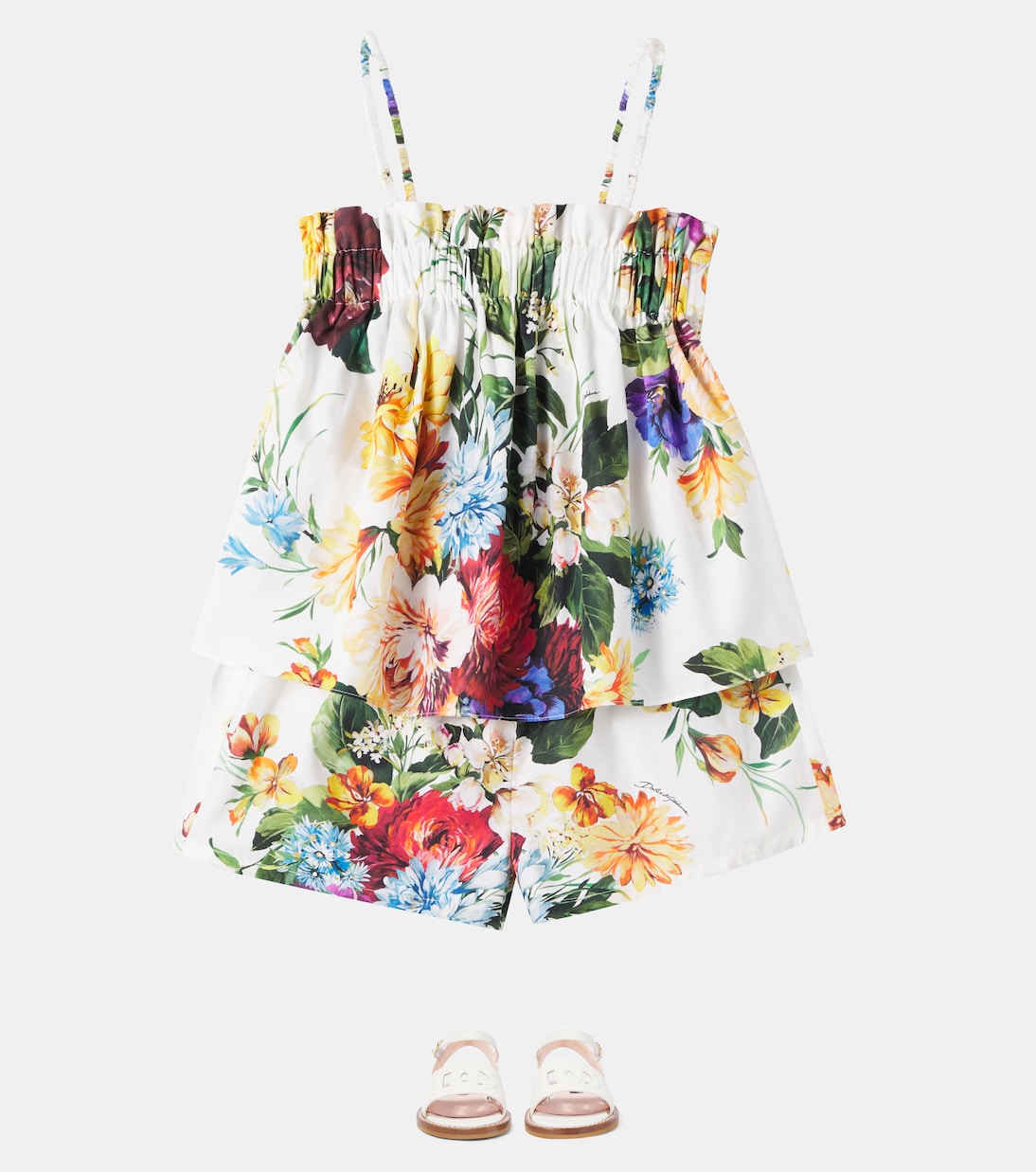 Floral cotton poplin top and shorts set | Dolce&Gabbana Kids