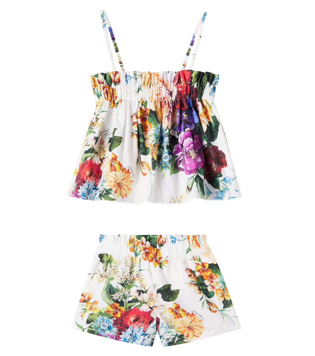 Floral cotton poplin top and shorts set | Dolce&Gabbana Kids