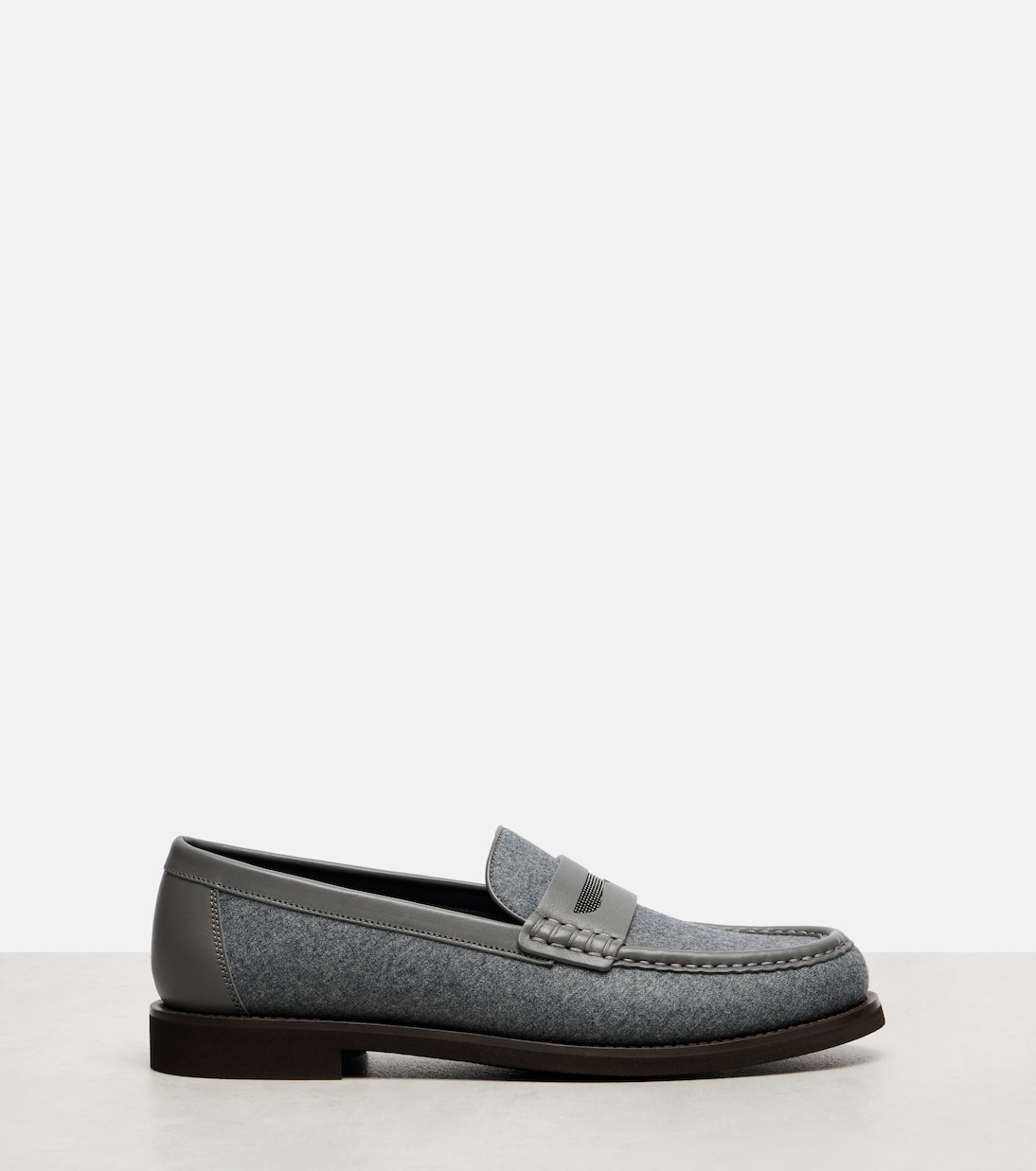 Monili leather-trimmed loafers | Brunello Cucinelli