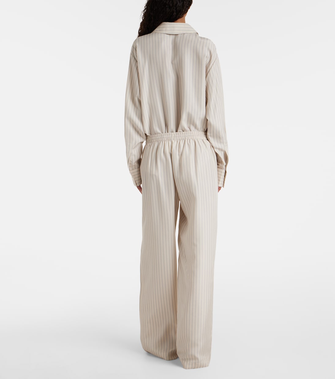 Pantalon ample rayé en soie | Róhe