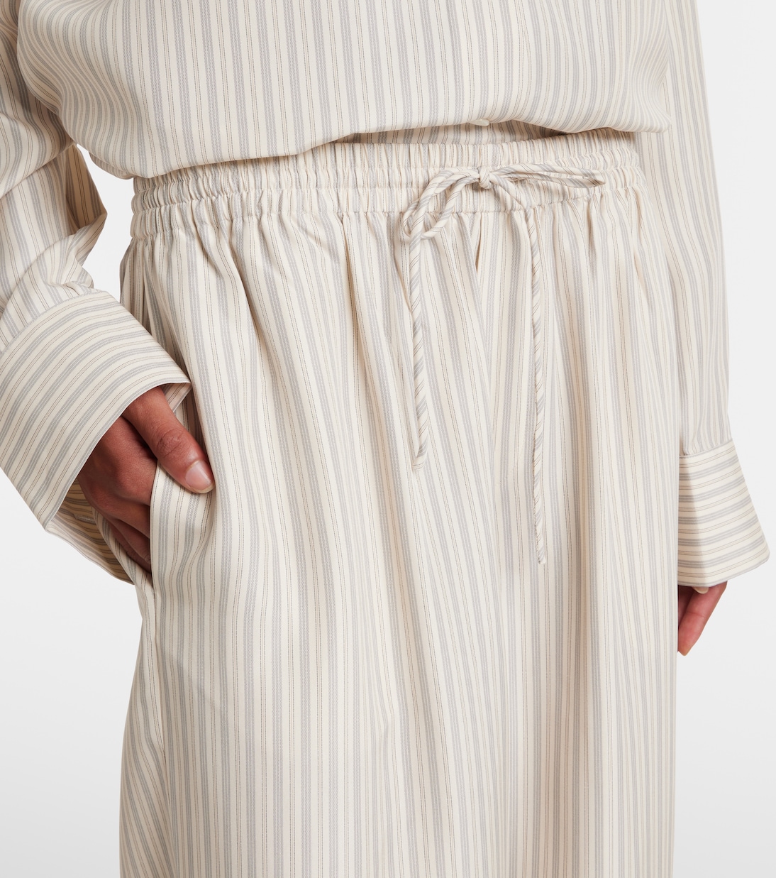 Pantalon ample rayé en soie | Róhe
