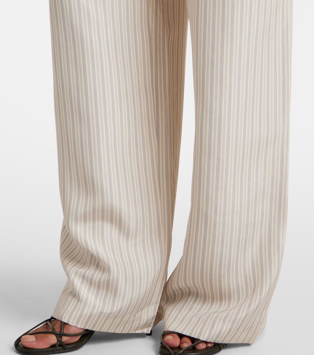 Pantalon ample rayé en soie | Róhe