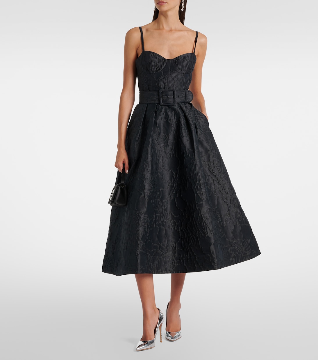 Petra belted jacquard bustier dress | Rebecca Vallance
