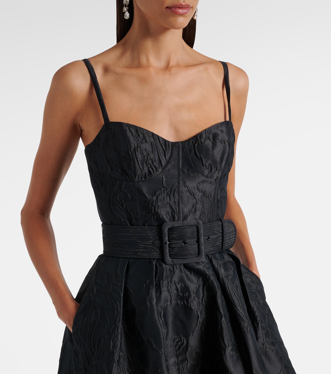 Petra belted jacquard bustier dress | Rebecca Vallance